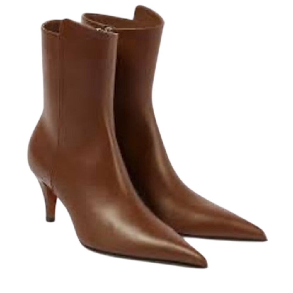 Alexander McQeen NIB Leather Heeled Booties in Brown Size 40.5